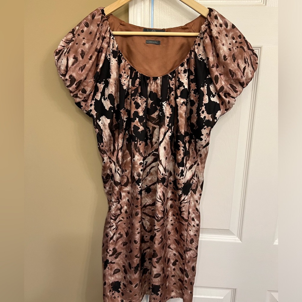 Alexander McQueen MCQ by SINV silk, leopard print mini dress sz40, US 4-6